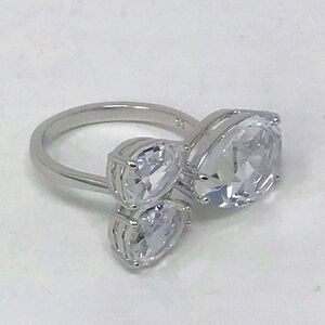 NEW Swarovski Millenia 3 Clear Crystal Pear Cut Cocktail Ring Size 6.5